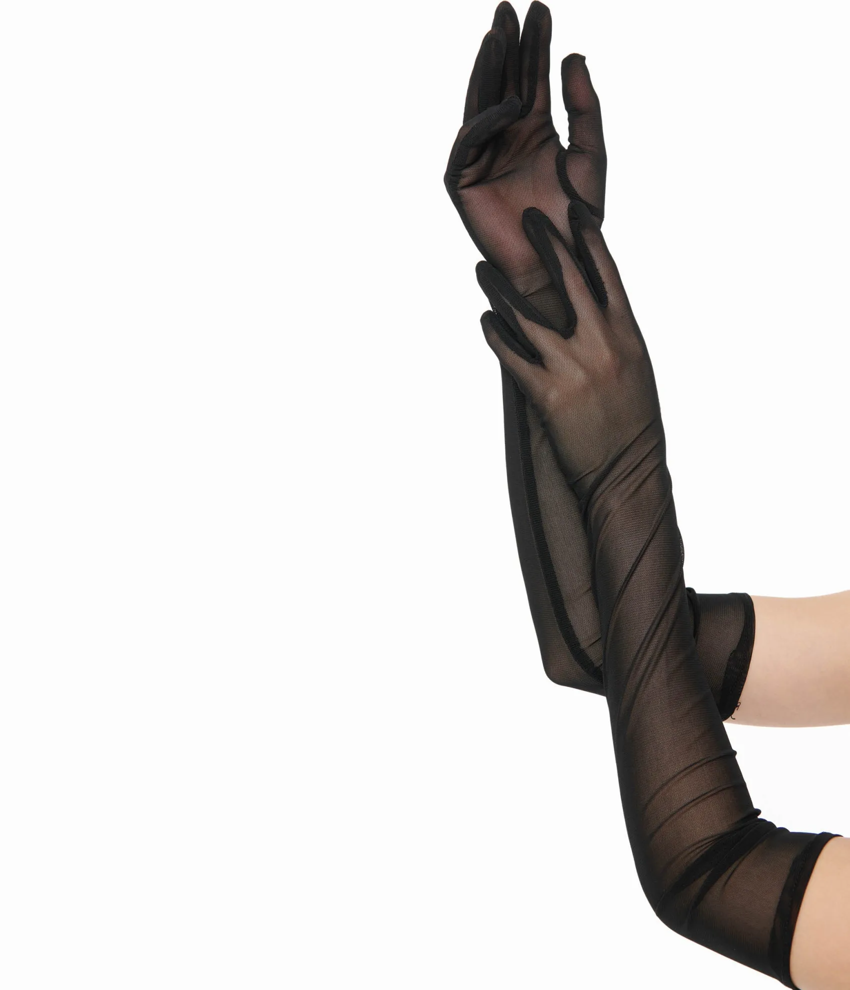 Unique Vintage 1920s Black Mesh Elbow Length Gloves