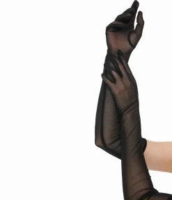 Unique Vintage 1920s Black Mesh Elbow Length Gloves
