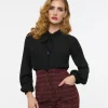 Unique Vintage 1940s Black Neck Tie Blouse