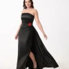 Unique Vintage 1950s Black Satin Strapless Enchanted Evening Gown