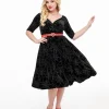 Unique Vintage 1950s Black Velvet & Silver Spiderweb Marceline Swing Dress