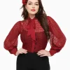 Unique Vintage 1940s Burgundy Lace Gwen Blouse