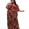 Unique Vintage 1960s Burgundy Sequin Burton Caftan Dress
