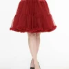 Unique Vintage 1950s Burgundy Retro Style Ruffled Petticoat Crinoline
