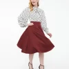Unique Vintage 1950s Burgundy High Waist Vivien Swing Skirt