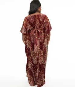 Unique Vintage 1960s Burgundy Sequin Burton Caftan Dress
