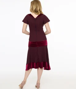 Unique Vintage 1920s Burgundy Wilshire Flapper Day Dress