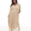 Unique Vintage 1960s Champagne Celestial Sequin Caftan