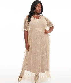 Unique Vintage 1960s Champagne Celestial Sequin Caftan