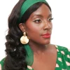 Unique Vintage 1950s Dark Green Chiffon Hair Scarf