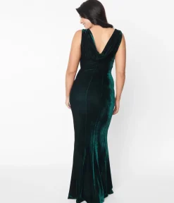Unique Vintage 1930s Emerald Green Velvet Goldwyn Gown