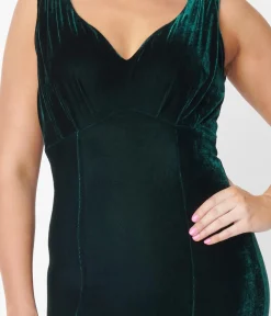 Unique Vintage 1930s Emerald Green Velvet Goldwyn Gown