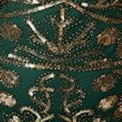 Unique Vintage 1920s Emerald & Gold Sequin Fringe Flapper Dress