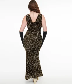 Unique Vintage 1930s Gold Sequin Goldwyn Gown