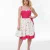 Unique Vintage 1950s Hot Pink & White Butterfly Print Rye Swing Skirt