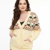 Unique Vintage 1960s Ivory & Orange Halloween Print Cardigan