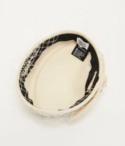 Unique Vintage 1950s Ivory Pearl Pillbox Hat