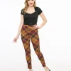 Unique Vintage 1960s Mustard & Burgundy Plaid High Waist Cigarette Pants