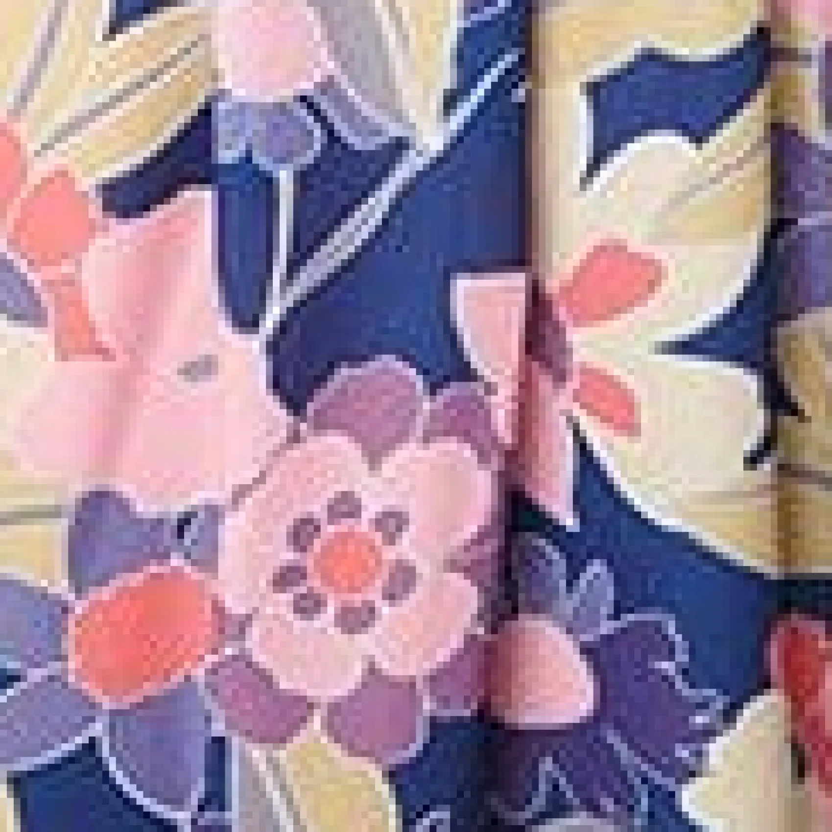 Unique Vintage 1970s Navy & Purple Floral Print Buttercup Maxi Dress