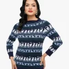 Unique Vintage 1940s Navy & White Cat Pattern Lorelai Sweater