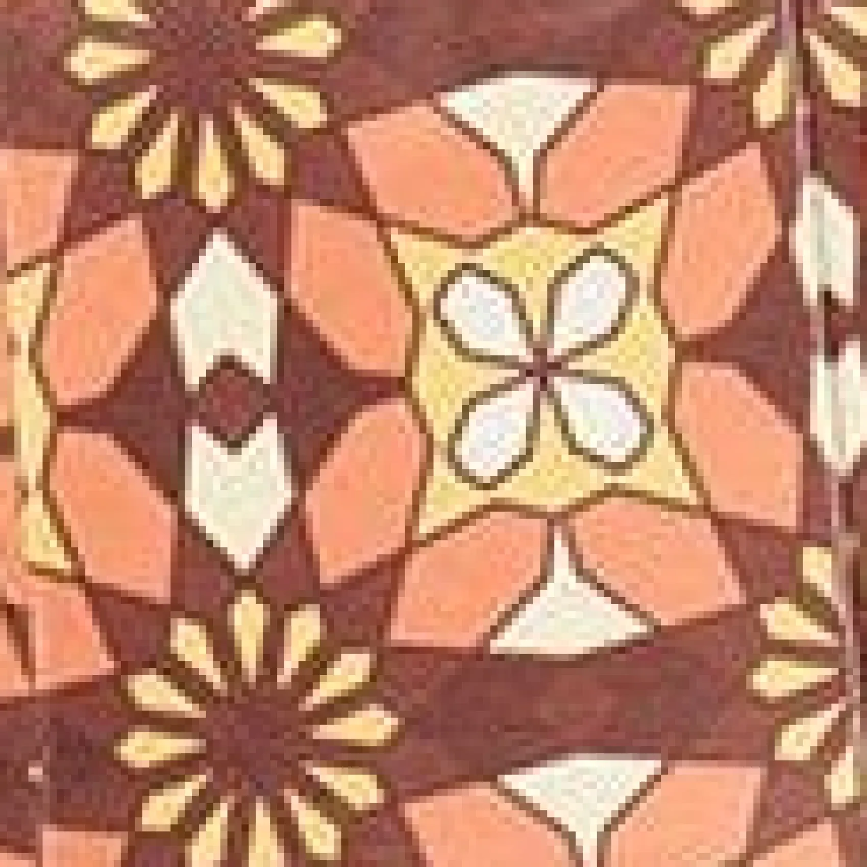 Unique Vintage 1970s Orange & Brown Mosaic Flare Pants