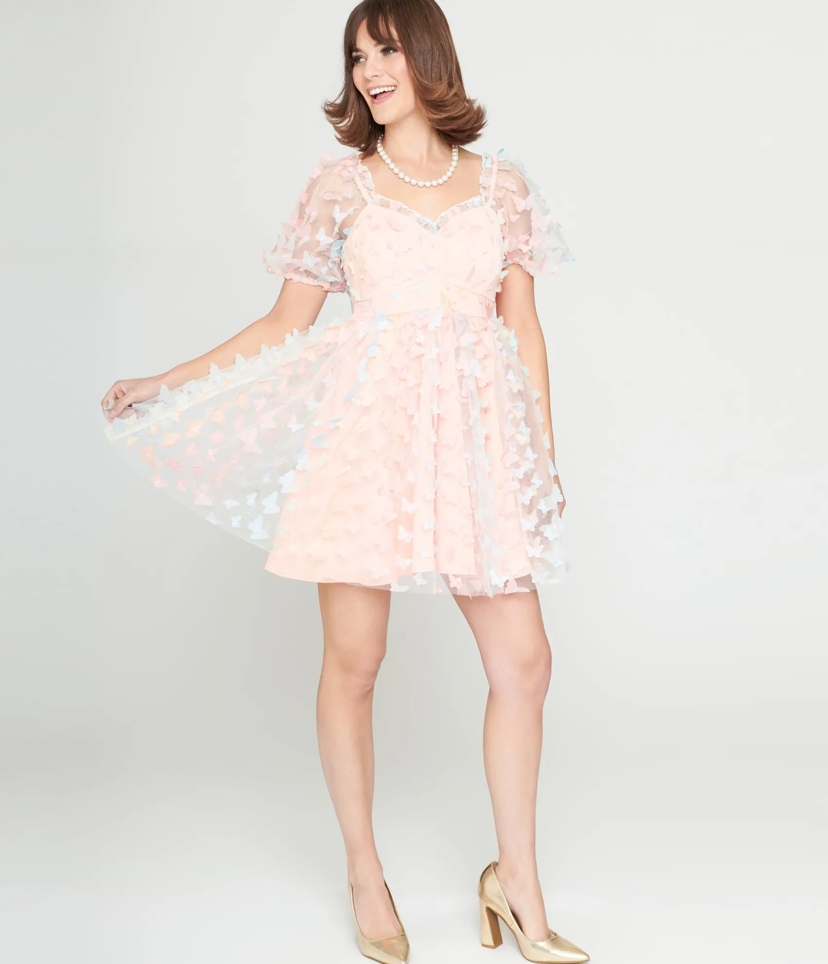 Unique Vintage 1950s Pastel Rainbow Butterfly Babydoll Dress
