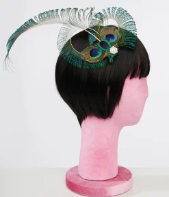 Unique Vintage 1920s Peacock Feather Hair Clip