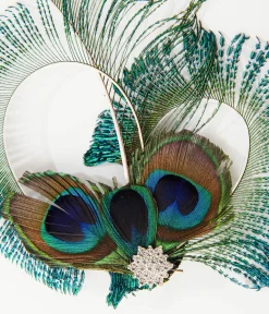 Unique Vintage 1920s Peacock Feather Hair Clip