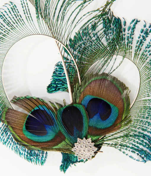 Unique Vintage 1920s Peacock Feather Hair Clip