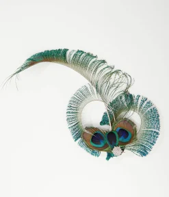 Unique Vintage 1920s Peacock Feather Hair Clip