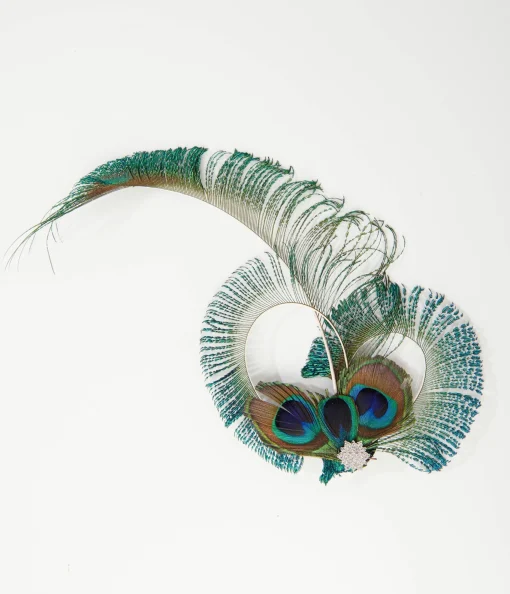 Unique Vintage 1920s Peacock Feather Hair Clip