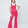 Unique Vintage 1970s Pink & Glitter Stars Flare Pants