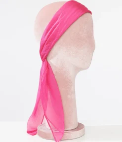 Unique Vintage 1950s Pink Chiffon Hair Scarf