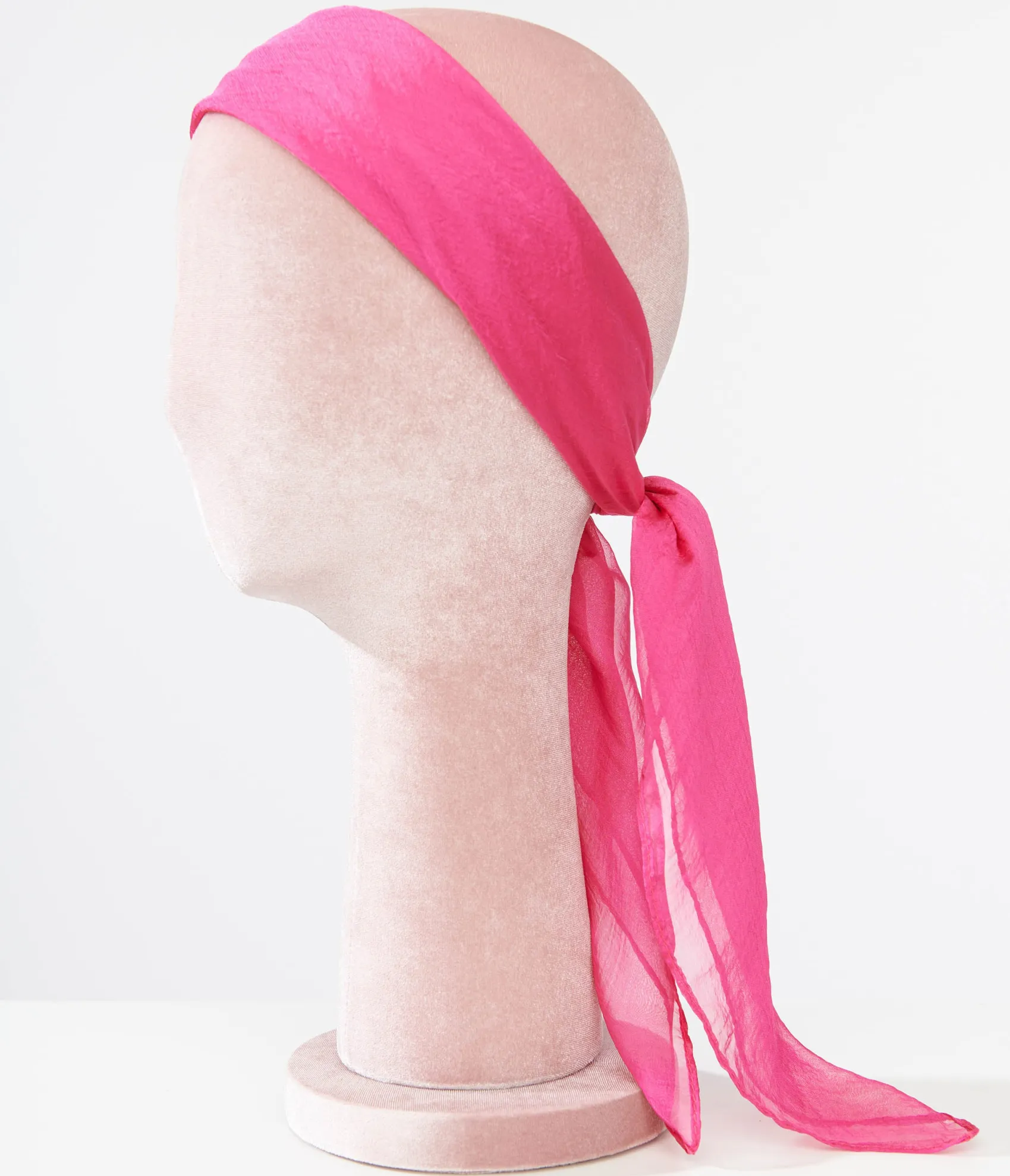 Unique Vintage 1950s Pink Chiffon Hair Scarf