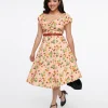 Unique Vintage 1950s Pink Jack-O-Lantern Fruit Ohara Swing Dress