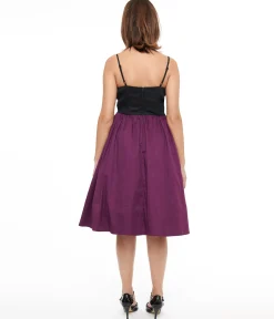 Unique Vintage 1950s Purple & Black Glitter Cat Swing Dress
