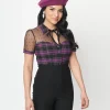 Unique Vintage 1940s Purple Plaid Addison Blouse