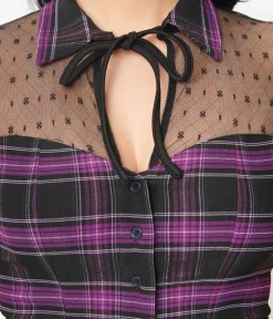 Unique Vintage 1940s Purple Plaid Addison Blouse