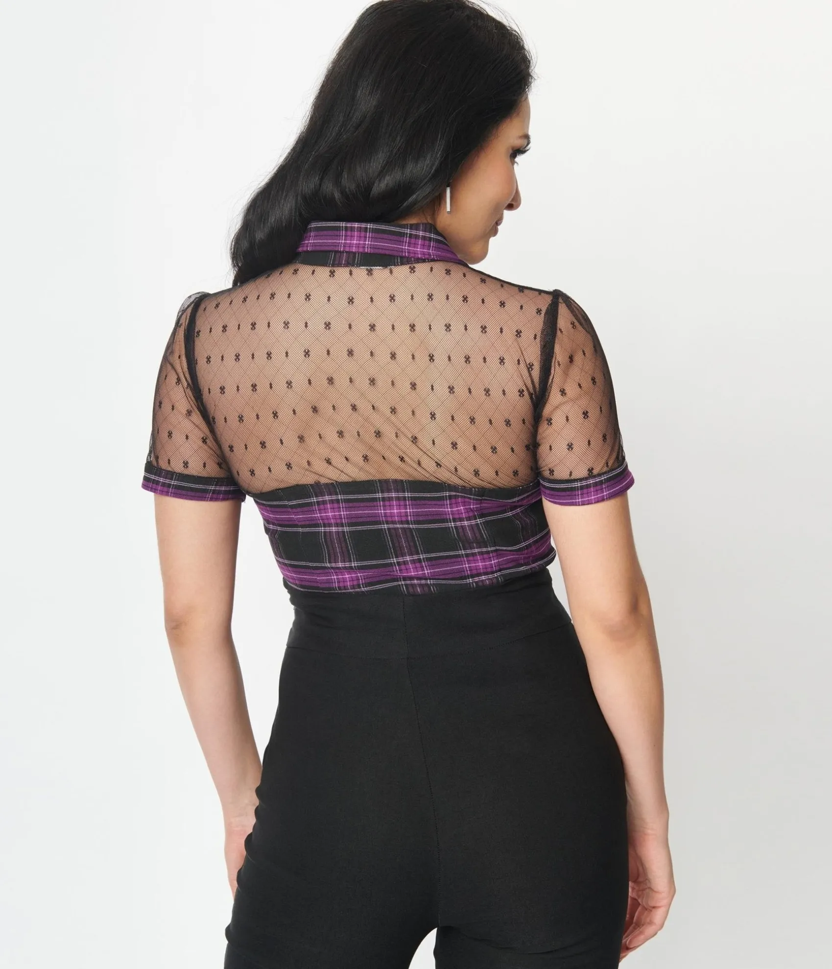 Unique Vintage 1940s Purple Plaid Addison Blouse