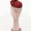 Unique Vintage 1950s Red Pearl Pillbox Hat