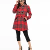 Unique Vintage 1960s Red Plaid Peacoat