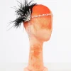 Unique Vintage 1920s White Rhinestone & Black Feather Flapper Headband