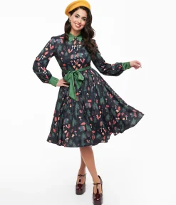 Unique Vintage 1970s Woodland Creature Print Shirt Dress