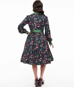 Unique Vintage 1970s Woodland Creature Print Shirt Dress