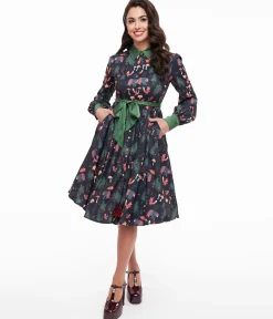 Unique Vintage 1970s Woodland Creature Print Shirt Dress