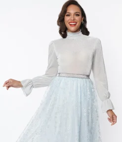Unique Vintage Silver Mesh Donna Blouse