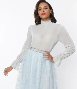 Unique Vintage Silver Mesh Donna Blouse