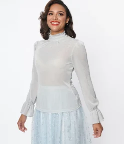 Unique Vintage Silver Mesh Donna Blouse