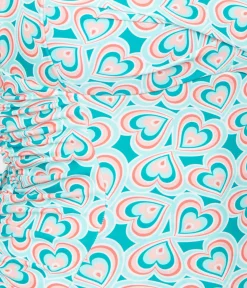 Unique Vintage Turquoise Retro Hearts Corinne Sheath Swimsuit