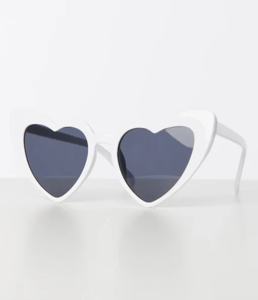 Unique Vintage White Heart Sunglasses